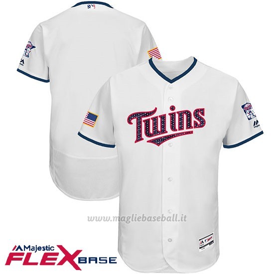 Maglia Baseball Uomo Minnesota Twins 2017 Estrellas y Rayas Bianco Flex Base